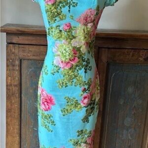 Bernie Dexter Blue and Pink Floral Midi Dress